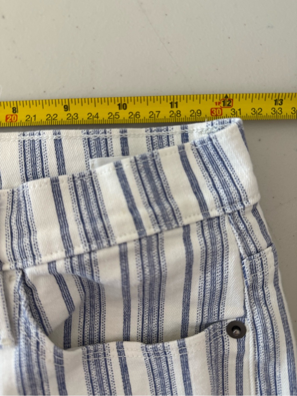 FRAME Le Skinny de Jeanne Crop Jeans 25 Blue White Stripe Raw Hem - Picture 12 of 13